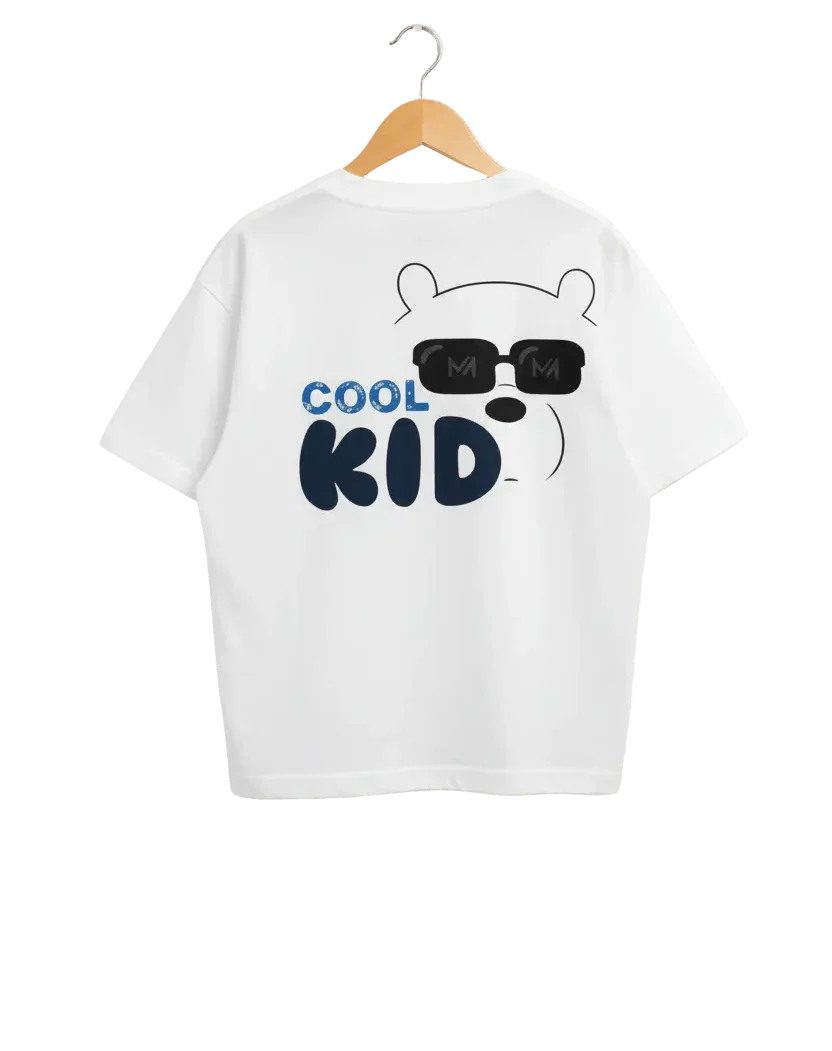 COOL KID Kids Oversized T-Shirt – White Heavyweight Cotton Graphic Streetwear Tee - MILANI Clothing
