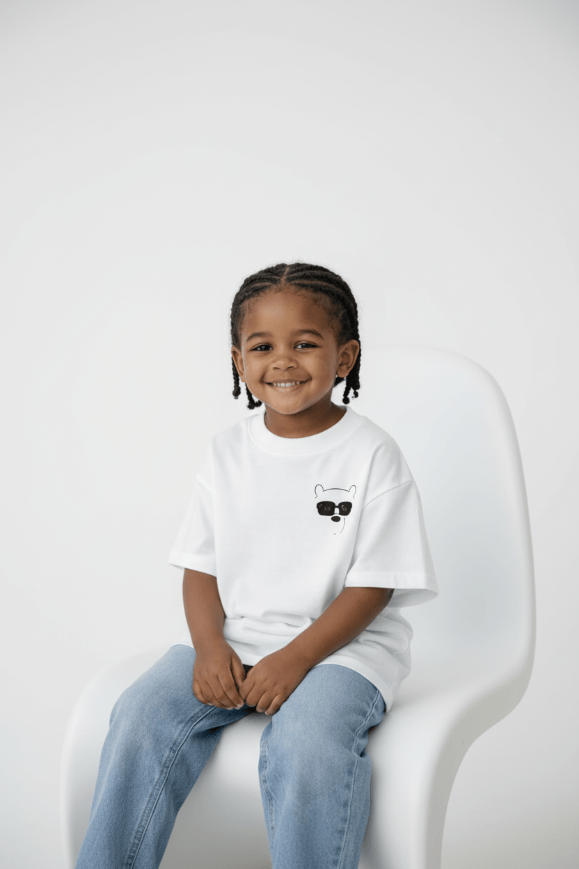 COOL KID Kids Oversized T-Shirt – White Heavyweight Cotton Graphic Streetwear Tee