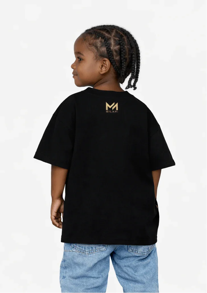 DREAM BIG Kids Oversized T-Shirt – Black Heavyweight Cotton Graphic Streetwear Tee
