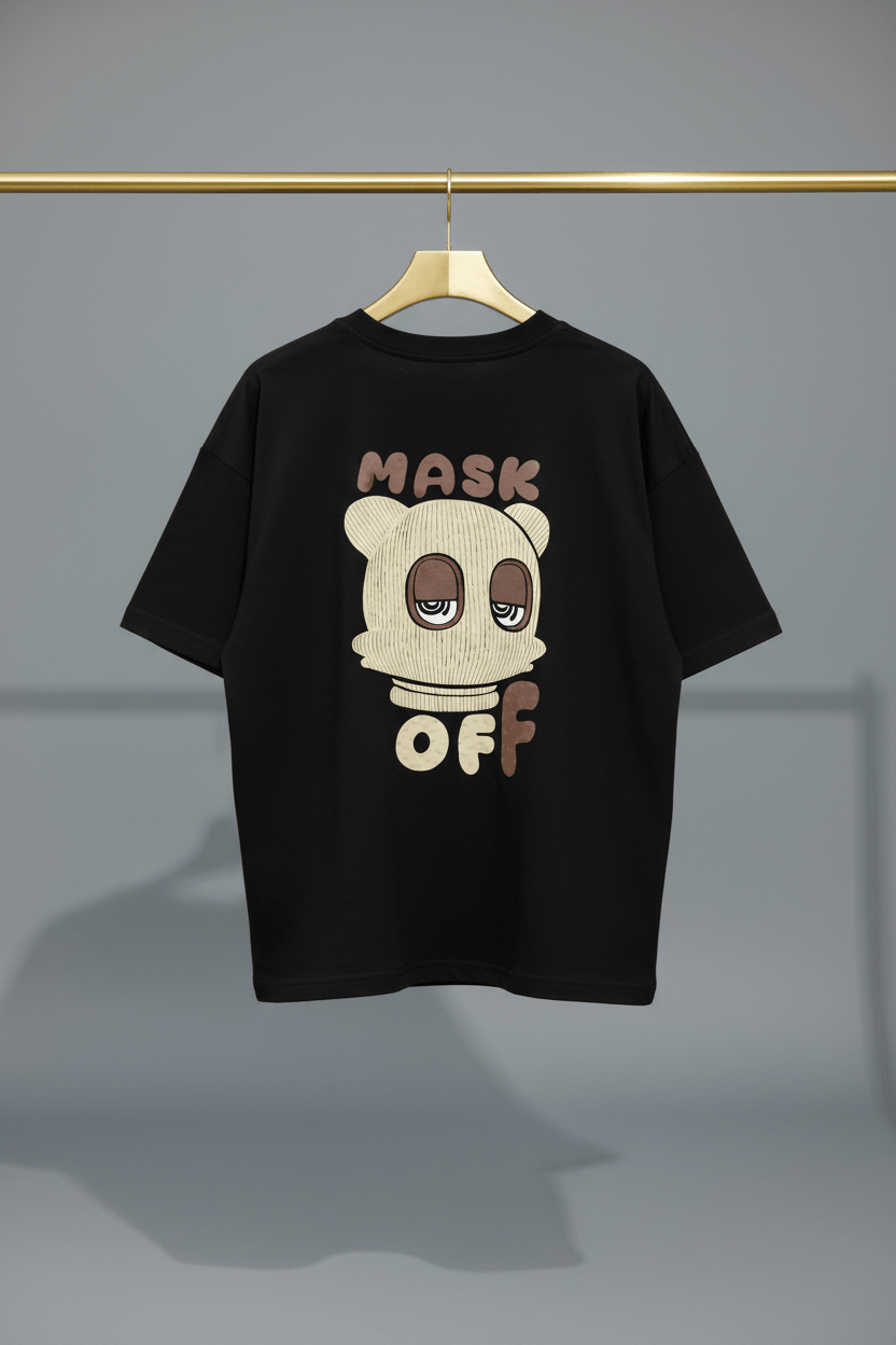 MASK OFF Oversized T-Shirt – Black Heavyweight Cotton Streetwear Tee