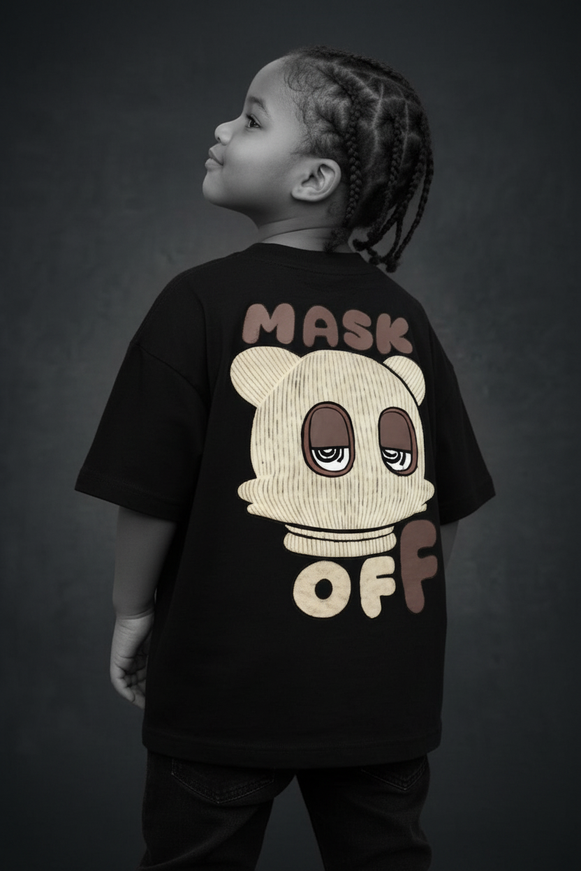 Mask Off Tee - Dark Moody Studio B&W Model Full Colour Design