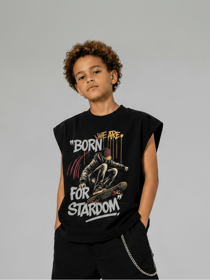 MILANI Born for Stardom Heavyweight Sleeveless Tee – Black - MILANI CLOTHINGMILANI Born for Stardom Heavyweight Sleeveless Tee – BlackMILANI CLOTHINGMILANI CLOTHING6-7 yearsMILANI Born for Stardom Heavyweight Sleeveless Tee – Black
