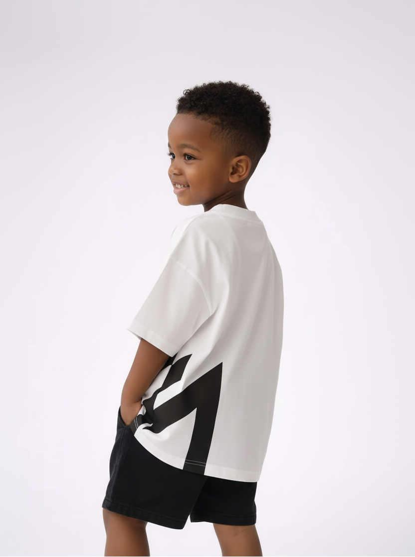 MILANI White MM Tee - Back View Stylish Pose